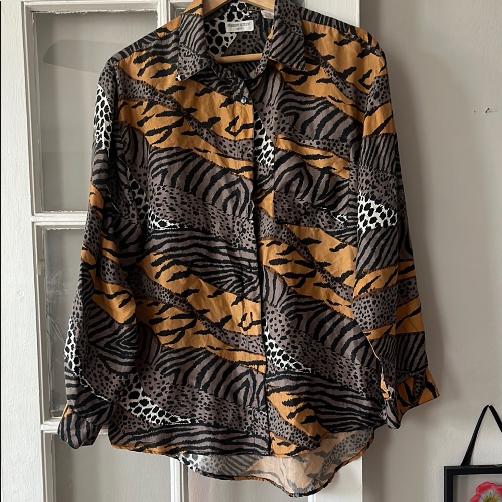 Robert Stock Limited 100% silk animal print top